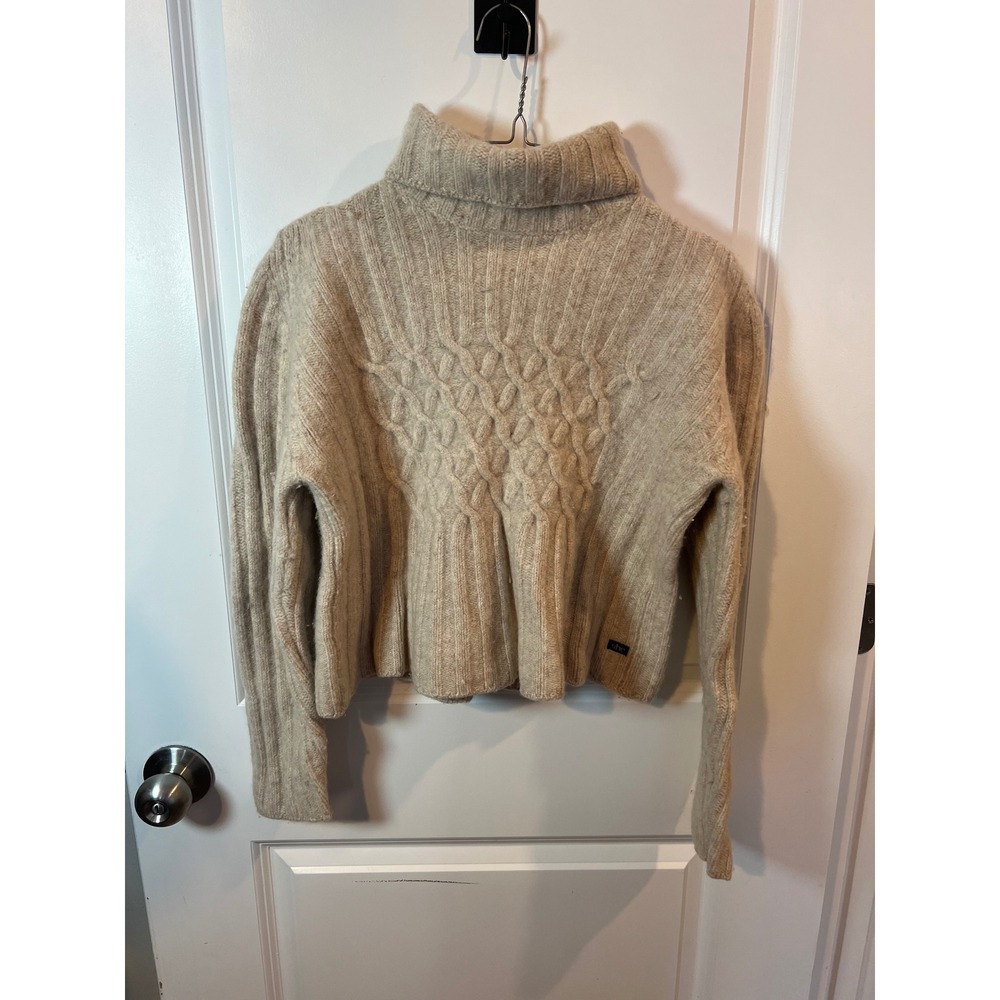 Fisherman‎ Out of Ireland Womens Turtleneck Cable Knit Sweater Beige Size S/M